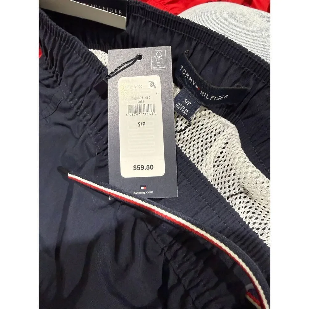 Tommy Hilfiger Navy Solid Brief Lined Swim Trunks NWT